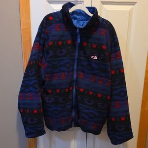 VTG CB Sports Jacket Men’s XL Aztec Western Reversible Fleece Nylon 90's Rare